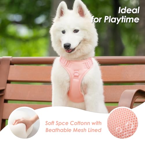 No Pull Dog Harness, Puppy Vest with Front Clip for Small Medium Large Sized Dog(Light Pink,M) - color: Light Pink, size: M(Neck:18.5-25.6", Chest:20.9-30.7")