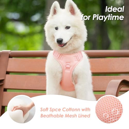 No Pull Dog Harness, Puppy Vest with Front Clip for Small Medium Large Sized Dog(Light Pink,M) - color: Light Pink, size: M(Neck:18.5-25.6", Chest:20.9-30.7")