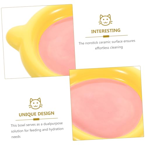 Kisangel Ceramic Cat Food Bowl for Whisker Fatigue Relief Shallow Bear-Shaped Dish for Cats and Small Dogs Non-Slip Design for Wet and Dry Feeding Easy to Pet Plate