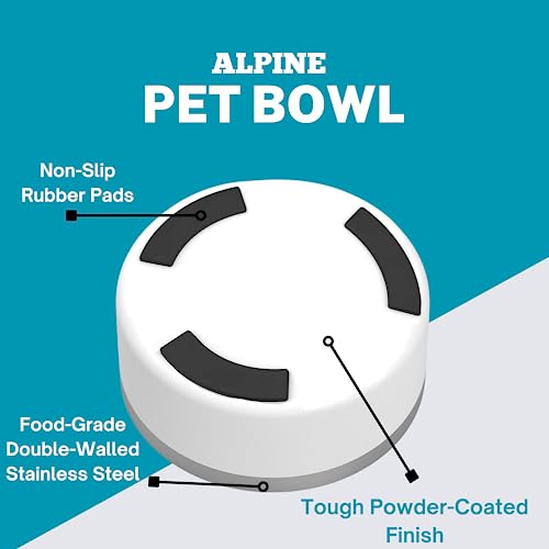 Alpine Set of 2 Stainless Steel Dog Bowls, Non Slip, Metal Pet Bowl for Food and Water, Double Walled Insulated, Rustproof, Dishwasher Safe- 32 Ounces- Sky Blue (AB) - color: Sky Blue, size: 32 oz