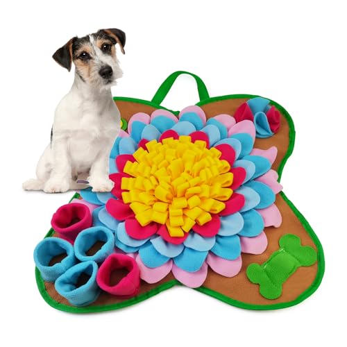 Snuffle Mat for Dogs, 20''*20'' Interactive Foraging Puzzle Blanket, Dog Feeding Mat with Non-Slip Bottom, Foldable Pet Snuffle Mat for Sniffing, Slow Feeding and Stress Release