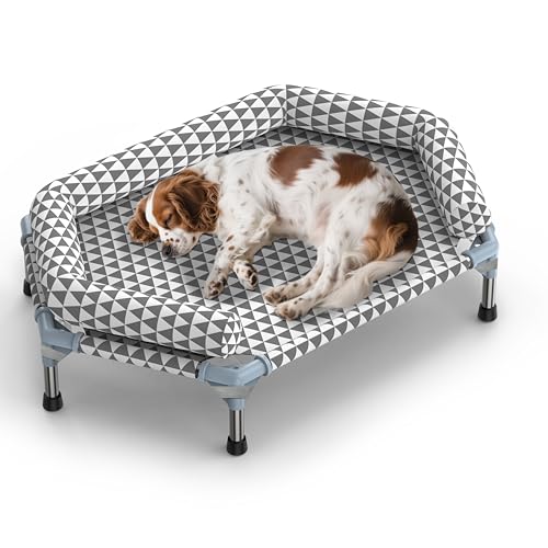 Orthopedic Dog Bed for Medium Dogs - Removable Bolsters & Cleanable Cover,Elevated Outdoor Dog Bed,Easy to Assemble,Up to 100lbs,Medium - size: 6 Sided Bolster Medium