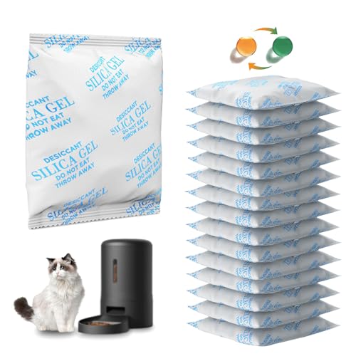 16 Packs Pet Food Desiccant Bag Compatible with PETLIBRO/PETKIT Automatic Cat Feeder, Desiccant Packs Replacement with Color Indicating for Automatic Pet Feeder(Individually Packaged)