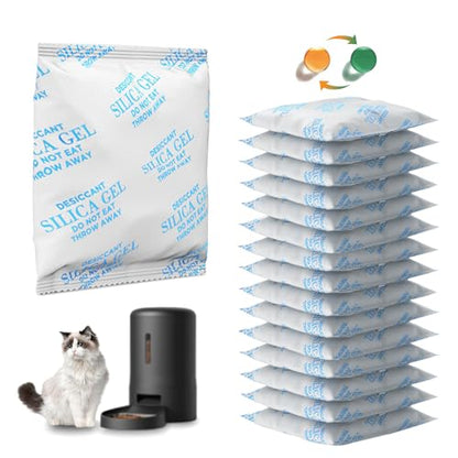 16 Packs Pet Food Desiccant Bag Compatible with PETLIBRO/PETKIT Automatic Cat Feeder, Desiccant Packs Replacement with Color Indicating for Automatic Pet Feeder(Individually Packaged)