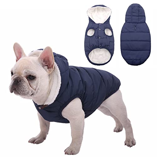 Waterproof Dog Winter Coat, Warm Fleece Lined Dog Jacket with Hood, Windproof Puppy Coat, Pet Apparel Vest Outdoor&Indoor Winter Activities(Blue,XXL) - color: Blue, size: XX-Large