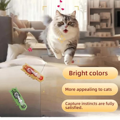 Cat Interactive Teaser Toys 2PCS Electric Moving Beetle Mini Electric Robot Beetle Electric Funny Interactive Toy Heal Loneliness for Cat Kitten Replaceable Battery (Green+Orange) - color: Green+orange