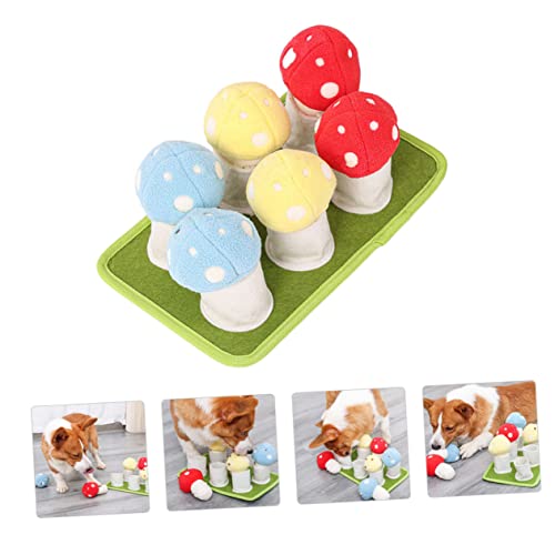 Abaodam Interactive Dog Slow Feeder Toy Creative Puppy Sniffle Mat Squeaky Mushroom Dog Training Foraging Pad for Chewing and Boredom Relief