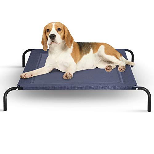 Giantex Elevated Pet Bed for Medium Large Dogs, Keep Pets Cool, Portable Raised Pet Cot Indoor Outdoor Camping, Waterproof Breathable Mat Steel Frame, Easy Assembly (Large) - size: Large