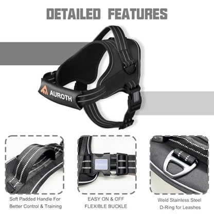 AUROTH Dog Harness and Leash Set, Soft Padded Service Dog Vest with 5.25FT Dog Leash, No Choke, Easy On Pet Vest, Adjustable Reflective No Pull Pet Vest Medium Sized Dog, Easy Walking and Training - color: Black, size: Medium