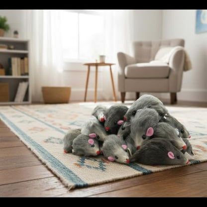 5 Pcs Gray Fur Rattle Mouse Cat Toy Mice Animal Toy Pet Supplies Furry Play Combo - Cat Toy Mix