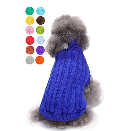 Dog Sweater for Small, Medium, Large Dogs - Warm Winter Classic Turtleneck Pet Clothes Coat for Puppies, Cats - Cute Christmas Sweater for Girls and Boys - color: Dark Blue, size: XX-Small