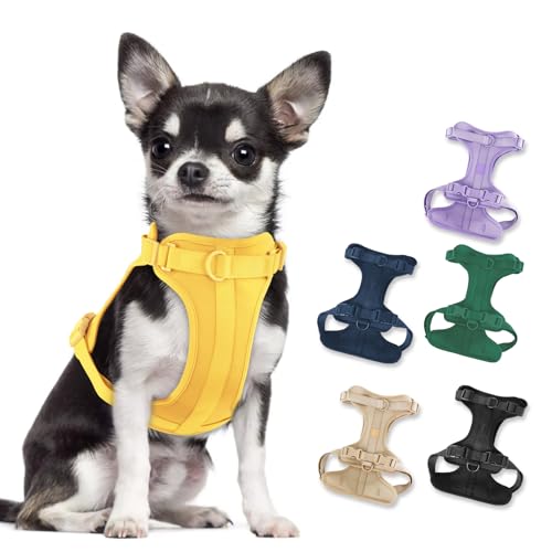 No Pull Lightweight Dog Harness: Adjustable Breathable Pet Vest Harness with Soft & Comfortable Cushion for Small Medium Large Dogs (S, Butter Yellow) - color: Butter Yellow, size: S:Neck=11"-14"/Chest=15"-21"