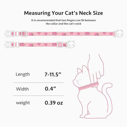 2 Pack Cotton Breakaway Cat Collar Yellow and Pink Rose Pendant Cute Kitten Cat Collar with Bell - color: Yellow Rose&Pink Rose