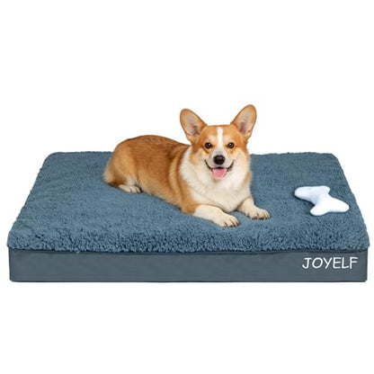 Medium Dog Crate Bed Mats Orthopedic Dog Bed,Egg Crate Foam Dog Mat with Removable Cover, a Squeaker Toy as Gift - size: Medium-30"x20"x3"