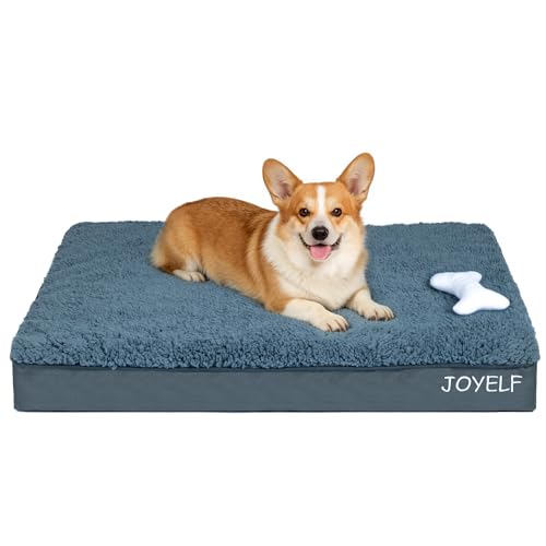 Medium Dog Crate Bed Mats Orthopedic Dog Bed,Egg Crate Foam Dog Mat with Removable Cover, a Squeaker Toy as Gift - size: Medium-30"x20"x3"