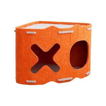 Genérico Felt Cave Cats - Semi-Gated Pets - Spacious Cave | Winter Use Outdoor Camping Travel Home & Bedroom & Living Room Apartment Balcony - color: Orange