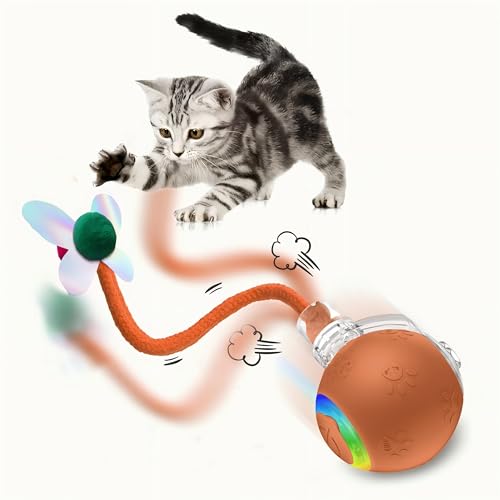 2026 Newly Upgraded Version 3.0 Cat Toys, Cool Intelligent Interactive Cat Ball for Indoor Bored Cats, Automatic Rolling Ball 3.0 Puzzle Toy, Electronic Rolling Pet Chase (Orange-1 pcs) - color: 04 - Orange-1 pcs