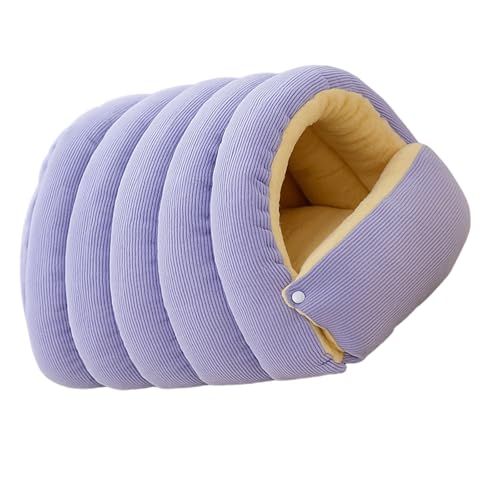 Rulbelok Enclosed Washable Cats Shelter Soft Cotton Filling Velvets Cover Stress Reducing Bed Nonslip Base Home Decors Piece Nonslip Base Cats House - color: Light purple, size: Large size