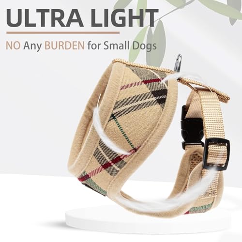 PUPTECK Soft Mesh Dog Harness Small Sized and Leash Set Pet Puppy Cat Comfort Padded Vest No Pull Harnesses, Beige, XS - color: Beige, size: XS (NECK: 10", CHEST: 10"-14")