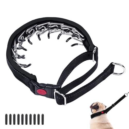 Martingale No Pull Dog Collar - Heavy Duty Nylon with Buckle, Adjustable Anti Pull Reflective Slip Collar for Large Medium Small Dog Training Walking L Black - color: Black Black, size: L (19"-26" Neck, 1.5" Wide)