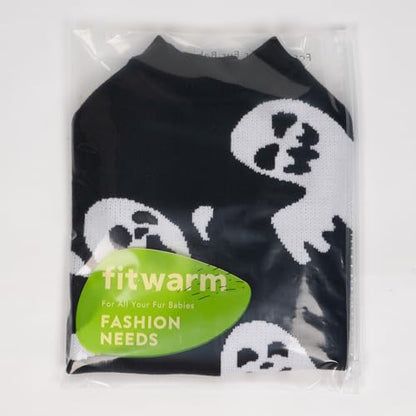 Fitwarm Halloween Ghost Dog Sweater, Funny Costumes for Dogs, Pet Apparel, Black, White, Large - color: Ghost, size: Large