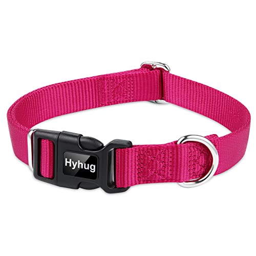 Small Dog Collar Quick-Release| Heavy-Duty Nylon Puppy Collar, Adjustable & Durable Pet Supplies for Boy & Girl Dogs (Small, Rose Red) - color: Rose Red, size: Small