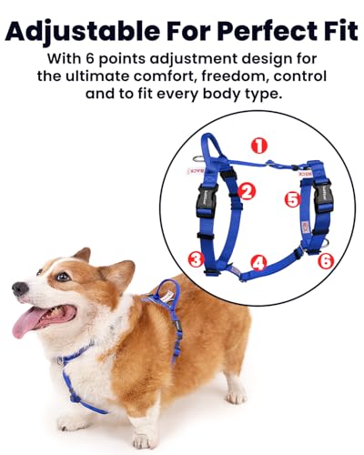 Non Restrictive No Pull Dog Harness, Neck Buckle Desgin, Lightweight Easy Walk Freedom Harness, Keep Balance, Sewn-in Instructions Labels for Easy Use, Small Dogs Chest(17-23inches) Blue - color: Blue, size: S
