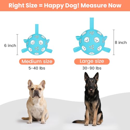 Dog Toy Soccer Ball with Grab Tabs, Durable Dog Soccer Ball, Dog Birthday Toys for Medium & Large Dogs, 8 Inch - color: Pale Blue, size: Large-8 Inch