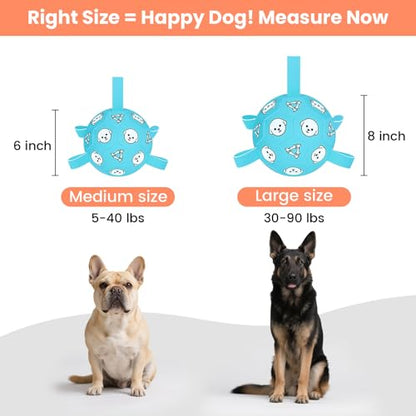Dog Toy Soccer Ball with Grab Tabs, Durable Dog Soccer Ball, Dog Birthday Toys for Medium & Large Dogs, 8 Inch - color: Pale Blue, size: Large-8 Inch