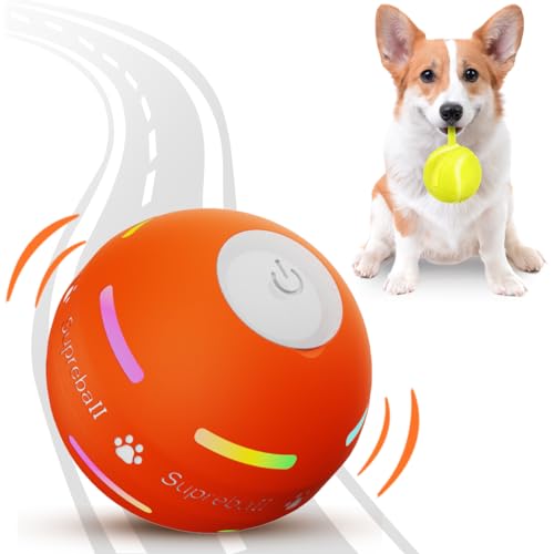 PetDroid Interactive Dog Toys Dog Ball, [Newly Upgraded] Durable Motion Activated Automatic Rolling Ball Toys for/Small/Medium/Large Dogs,USB Rechargeable(Orange) - color: Orange