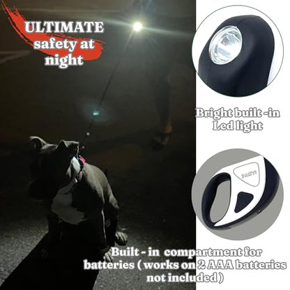 BoldPet® Retractable Dog Leash with LED Flashlight -16 Ft Tangle-Free Long Leash- Anti-Slip Grip-Dog Leashes for Large Dogs Heavy Duty up to 75 Lbs- One Handed Brake -Retractable Dog Leash with Light - size: Large