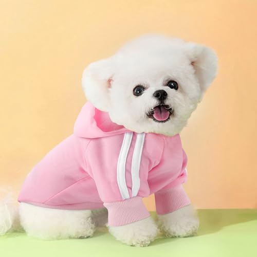 Dog Hoodie with Leash Hole, Pet Clothes Puppy Sweatshirt Dog Pullover Stylish Cat Apparel for Small Medium Dogs and Cats (Pink, Large) - color: Pink, size: Large
