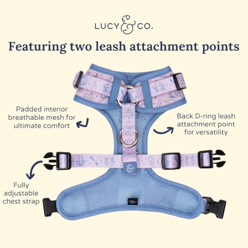 Lucy & Co. Magnificent Mermaids Pearl No-Pull Dog Harness, Adjustable Front Clip Harness with Comfort Padding, Small - color: Magnificent Mermaid, size: Small