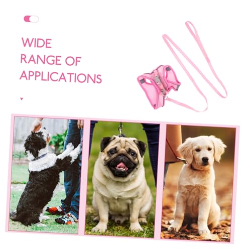 Happyyami Reflective Breathable Dog Harness with Summer Mesh Vest and Leash No-Pull Pet Walking Harness for Dogs Lightweight Pink S for Training and Jogging