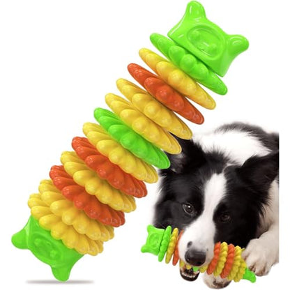 Caterpillar Shape Dog Chew Toy, Natural Rubber Interactive Toy for Aggressive Chewers, Teeth Cleaning and Gum Massage, Multi-Color, for Small Medium Large Dogs 20-80 lbs