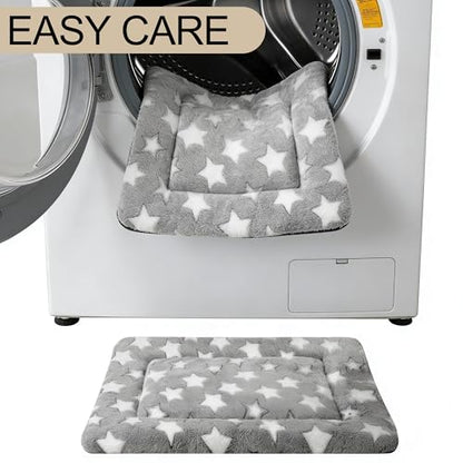 Dog Crate Mat, 4 Piece Reversible Pet Bed, Polyester, Machine Washable, Small Dogs & Cats, Rectangular (Gray Star, 24" L x 18" W x 1.5" Th) - color: Grey Star-4pcs, size: 24"L*18"W*1.5"Th