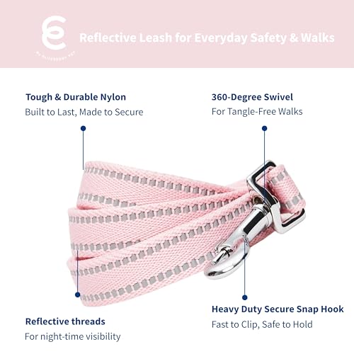 Blueberry Pet Essentials Matching Dog Collar & Leash Set | Pastel Reflective Adjustable Collar with 4 ft Lead for Large Dogs, Baby Pink - color: Baby Pink, size: Large