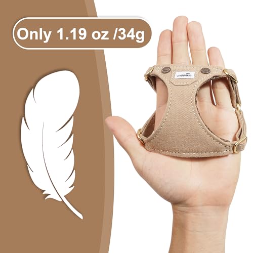 No Pull xs Dog Harness with Multifunction Dog Leash,Soft Adjustable No Choke Escape Proof Pet Harness Vest,Denim Mocha Brown,XXS - color: Pocket-Brown, size: XXS