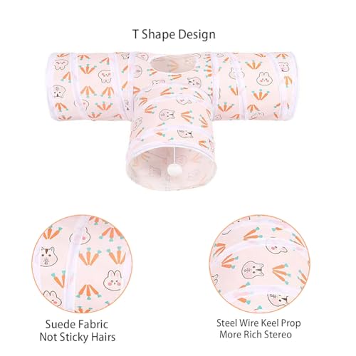 3 Way Washable Hideout Toys, Small Pet Tunnels and Tubes for Baby Rabbit Ferret Hamster Chinchilla Hedgehog Hiding and Resting (White) - color: White