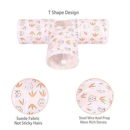 3 Way Washable Hideout Toys, Small Pet Tunnels and Tubes for Baby Rabbit Ferret Hamster Chinchilla Hedgehog Hiding and Resting (White) - color: White
