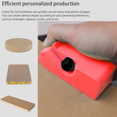 Cardboard Cutter for Cat Scratchers with 10pcs Blade,3D Printed Card Board Cutter Kids DIY Cat Scratchers Cardboard Strip Tool Machine for Cat Lovers (Red) - color: Red