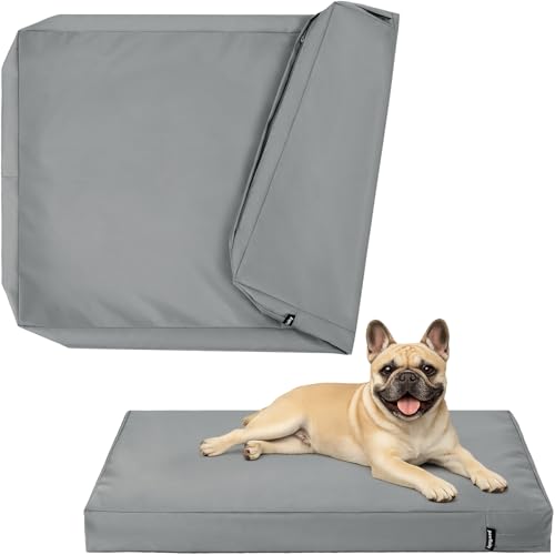 Small Waterproof Dog Bed Cover Replacement Washable, Easy to Clean, Pet Hair Resistant, Heavy Duty Oxford, Zipper Closure, Indoor/Outdoor Use, Fits 30 Inch Dog Crate - XS, 29x20x3, Grey - color: Grey, size: 29"L x 20"W x 3"Th