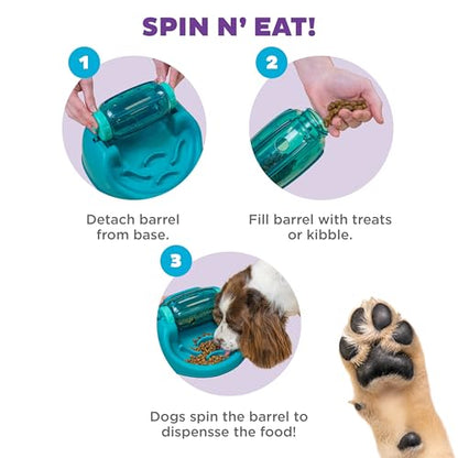 Outward Hound by Nina Ottosson Spin N' Eat Dog Puzzle and Slow Feeder, Level 2 Intermediate Enrichment Toy, Green - color: Spin N' Eat (Green)