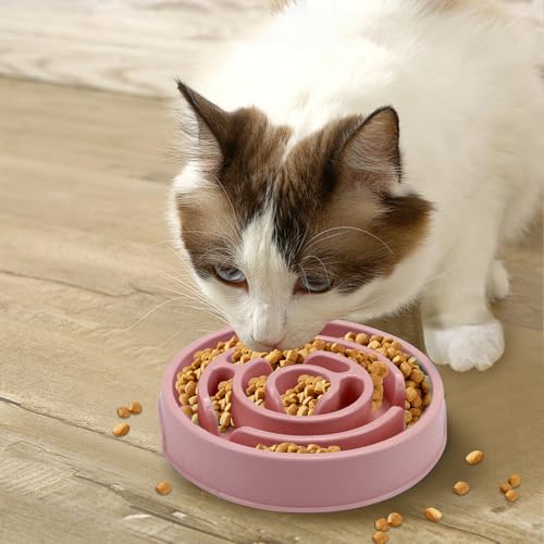 Slow Feeder Dog Bowls, Puzzle Dog Bowl with Anti-Slip, Slow Feeder & Non-Slip Design, Boredom and Anxiety Reducer, Suitable for All Breed Dogs and Cat - color: Pink