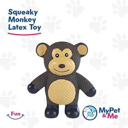 My Pet & Me - Squeaky Dog Toys for Light to Moderate Chewers - Fun Latex Toys for Puppies, Teething, and Gentle Play - Interactive Fetch and Chew Toy with Squeaker (Brown Monkey, 4.3 Inch) - size: 4.3 Inch, style: Brown Monkey