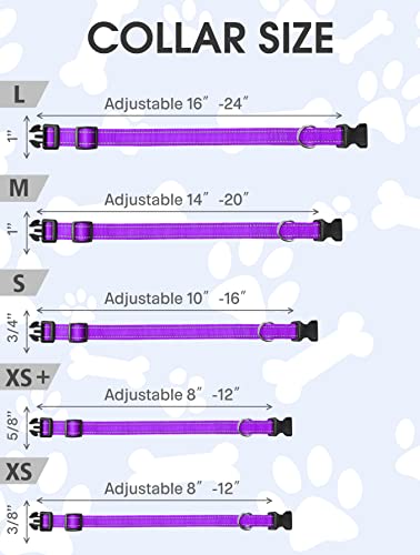 Reflective Dog Collar, Sturdy Nylon Collars for Puppy and Extra Small Girl and Boy Dogs, Adjustable Dog Collar with Quick Release Buckle,Purple,3/8" Width - color: Purple, size: X-Small (Pack of 1)