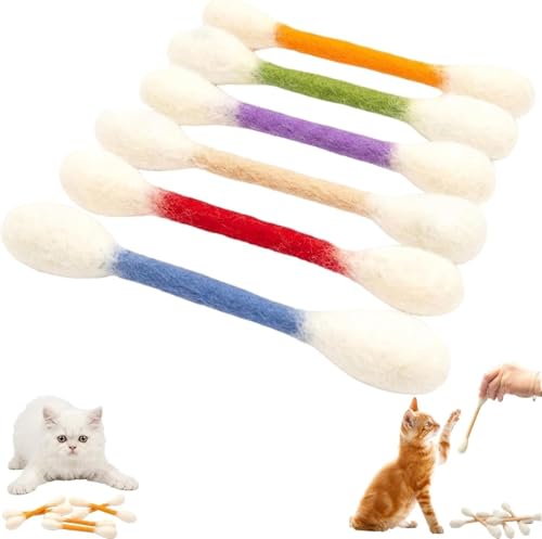 Cotton Swabs Cat with Catnip, 6 Pk Giant Kitten Chew Sticks,Interactive Kitty Kick Sticks for Cat Lovers Gift - Sturdy Teething Chew Toy (Mixed Colors) - color: Mixed Colors