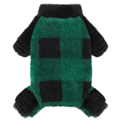 Dog Pajamas Pjs Fleece Dog Sweater Cute Puppy Clothes for Small Dogs Chihuahua Yorkie Clothes Girl Boy Warm Pullover Doggie Outfit Cat Sweater, Green Plaid, XXS - color: Green Plaid, size: XX-Small (Chest 11in )