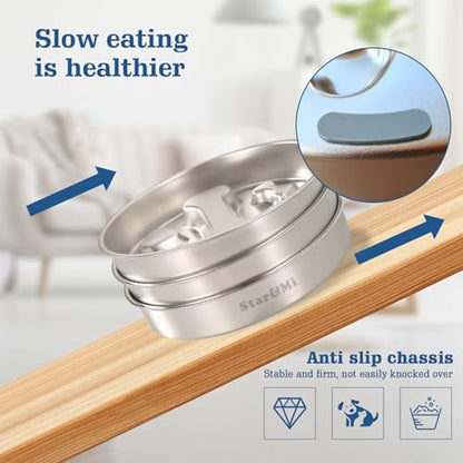 Stainless Steel Slow Feeder Dog Bowls – Non-Slip Metal Dog Bowl for Large & Medium Breeds, Puppy Puzzle Feeder – 2 Cup Capacity for Small to Big Pets – Durable Slow Feed Dog & Cat Food Dish - color: Bone&Heart