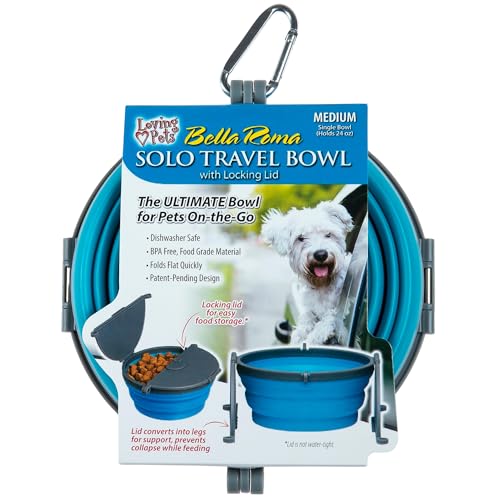 Loving Pets - Bella Roma Portable Travel Dog Bowl Collapsible Dog Food & Water Bowl (Blue, Medium) - color: Blue, size: Medium Travel Bowl